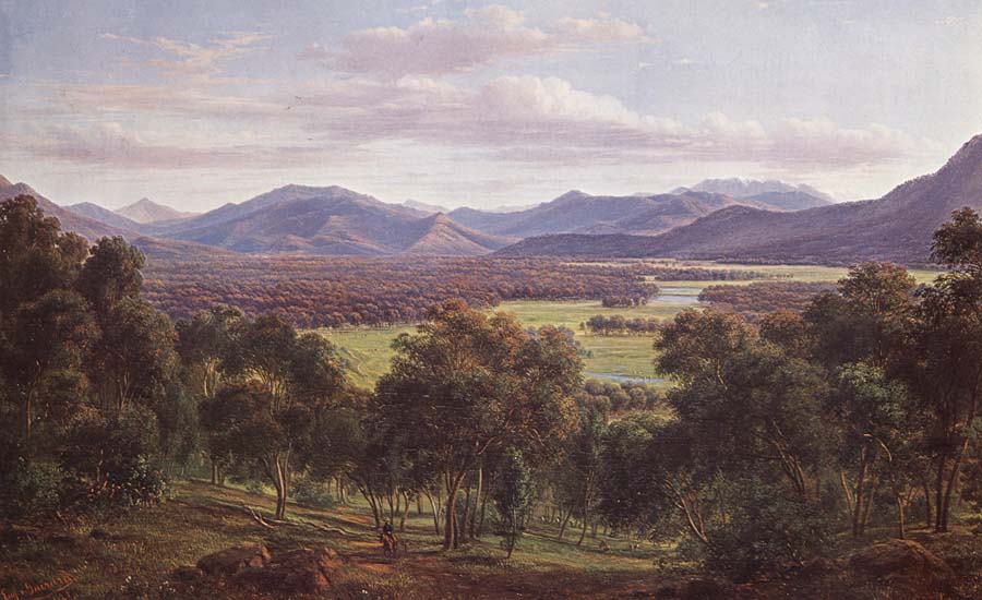 Spring in the valley of Mitta Mitta,with the Bogong Ranges in the distance